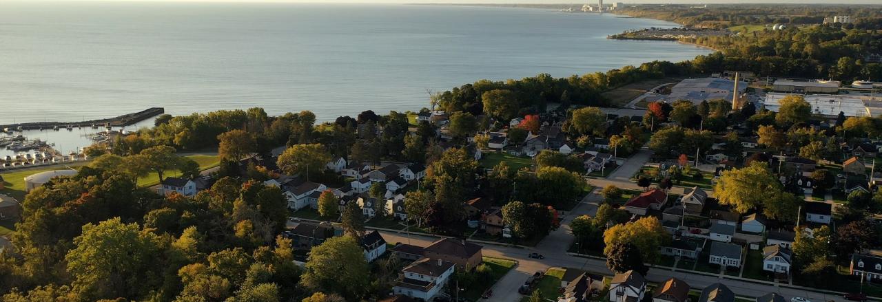 aerial view of lake michigan