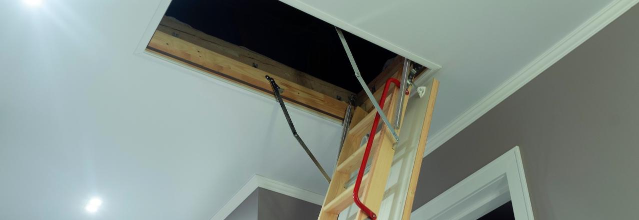 collapsible ladder leading to an attic