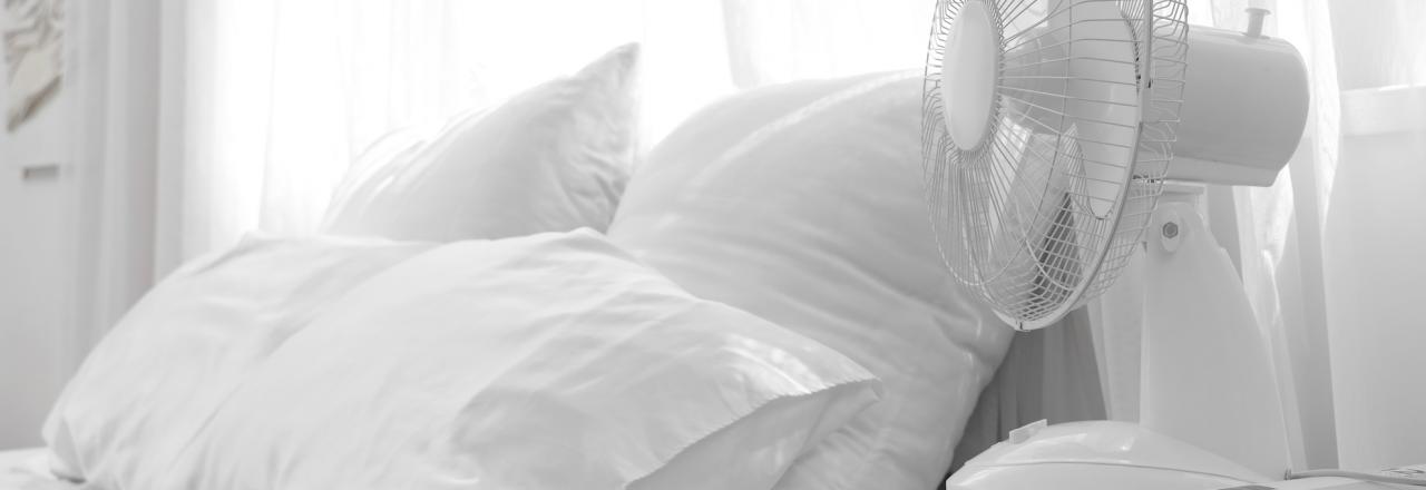 why is my bedroom so hot White bedroom with a white fan