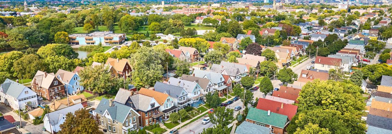 aerial view of a neighborhood in Milwaukee WI