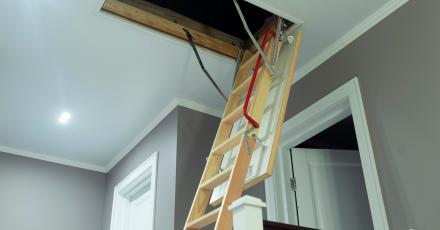 collapsible ladder leading to an attic