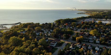 aerial view of lake michigan