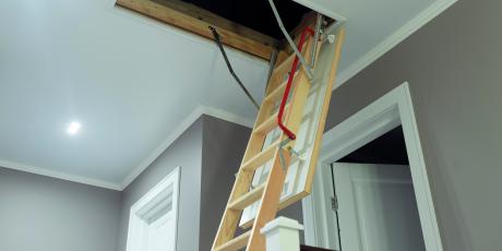 collapsible ladder leading to an attic