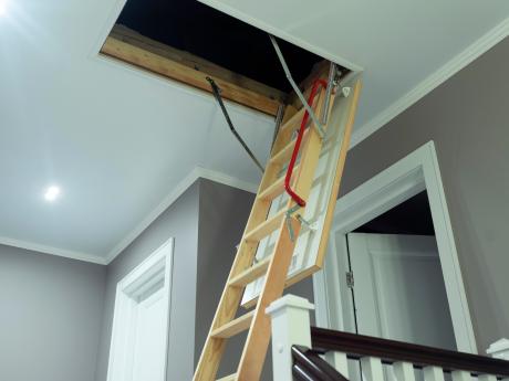 collapsible ladder leading to an attic
